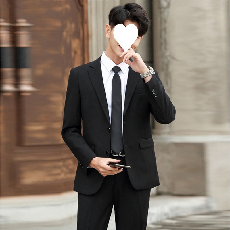 BOY İlkbahar Üst Düzey Erkek Kore Versiyonu Dar Kesim Ceket Damat Düğün Takımı Ziyafet İş Profesyonel Resmi Giyim_voghion.com