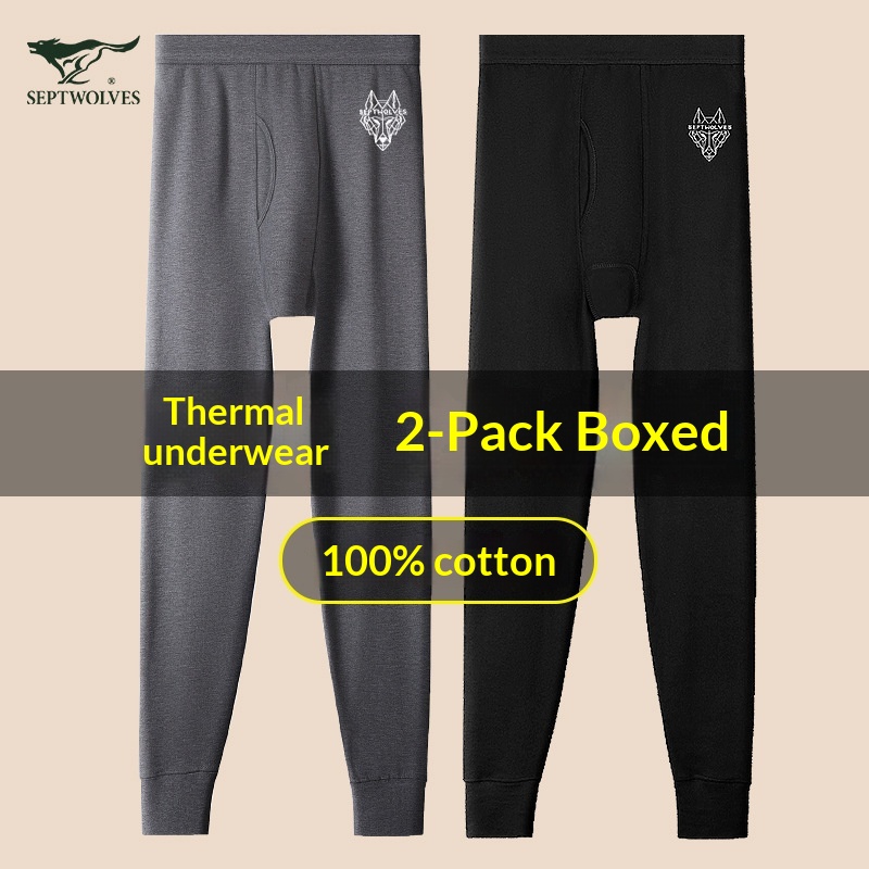 Personality.1 Septwolves Pantaloni termici da uomo in puro cotone sottile, confezione da 2, 2025, caldi e caldi, autunno inverno_voghion.com