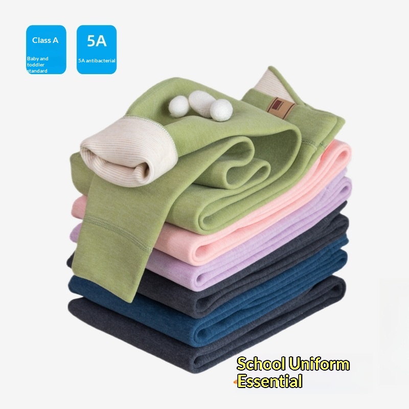 Personality.1 Pantaloni termici in seta e lana per bambini più grandi, pantaloni di lana per ragazzi e ragazze, mutande lunghe in velluto tedesco, biancheria intima, scuola_voghion.com