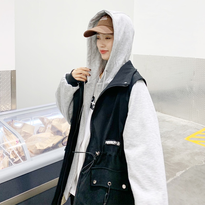 Globelle Double Zipper Color-Block Knitted Patchwork New Women's Jacket Winter With_voghion.com