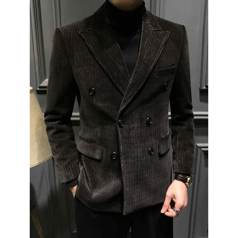 BOY BOY New Snow Wool Double-Breasted Men's High-End Slim Fit Suit Autumn Winter Casual Business Stylish Jacket_voghion.com