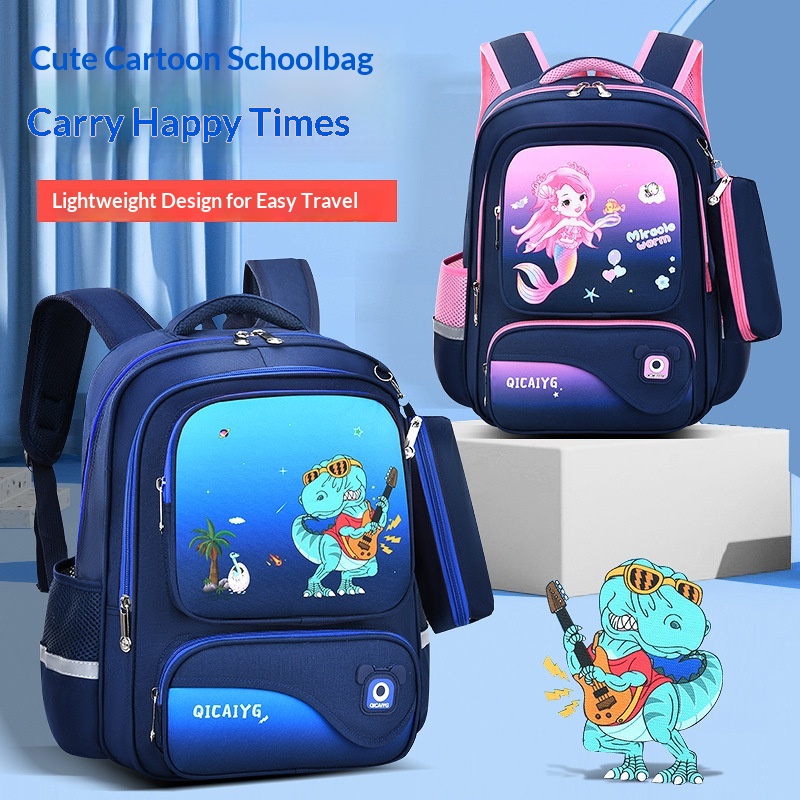 Satin Elementary School Boys' Dinosaur Multi-Compartment Large Capacity Lightweight For Grades 1-3-6 Girls' Backpack_voghion.com