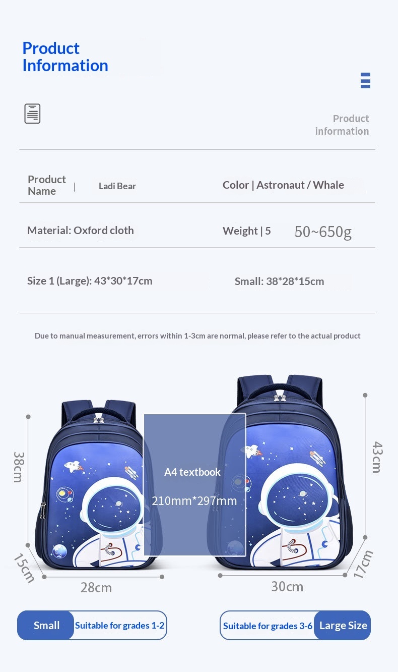 Satin Children's Backpack For Boys, Elementary School Students, First Second To Sixth Grade, Cartoon, Cross-border,_voghion.com