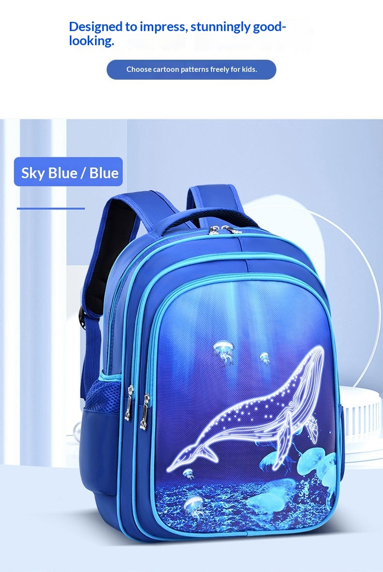 Satin Children's Backpack For Boys, Elementary School Students, First Second To Sixth Grade, Cartoon, Cross-border,_voghion.com