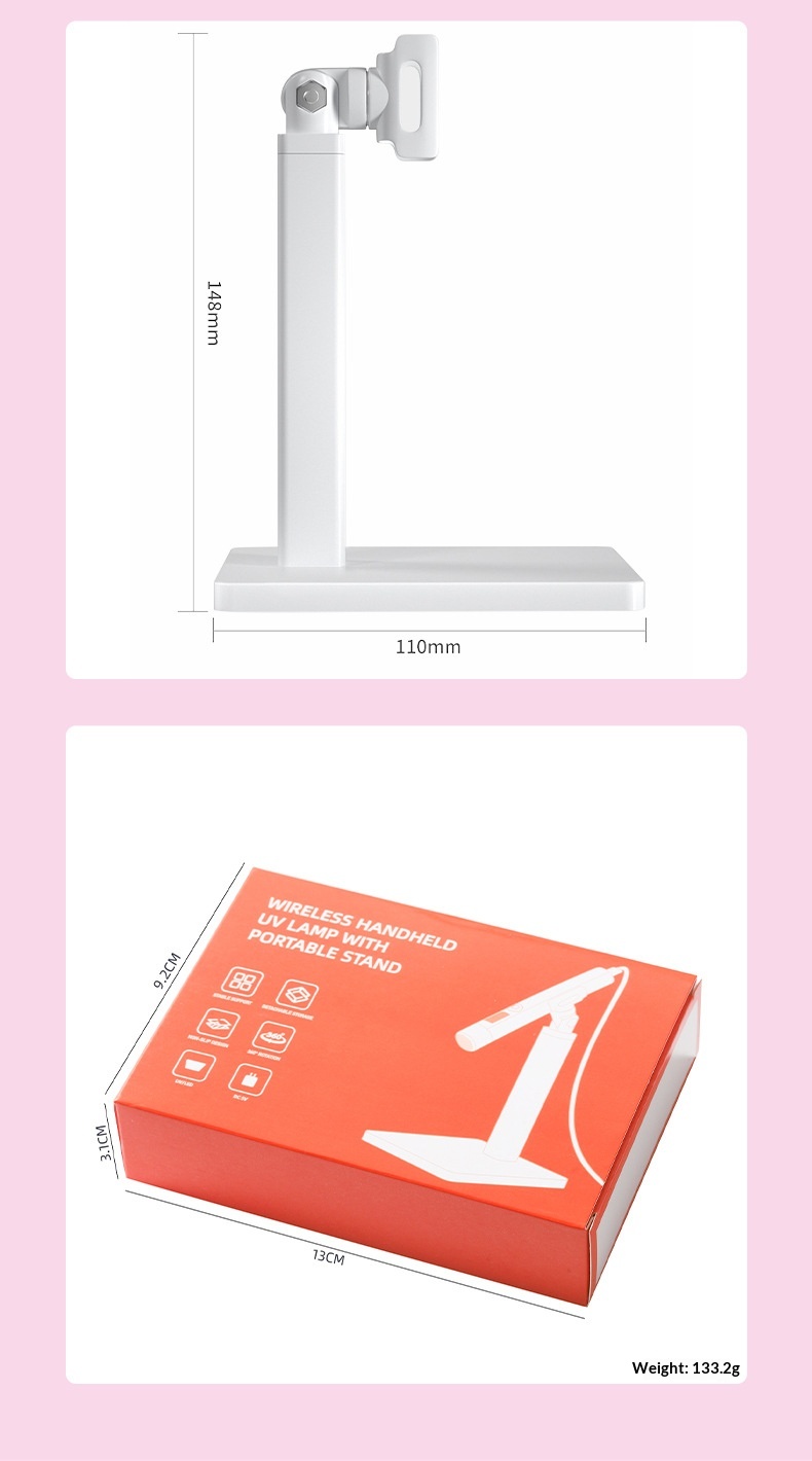 Cross-Border Handheld Portable Art One-Word Set 360 Degree Rotating Stand For Applying Nail Tips UV Lamp_voghion.com