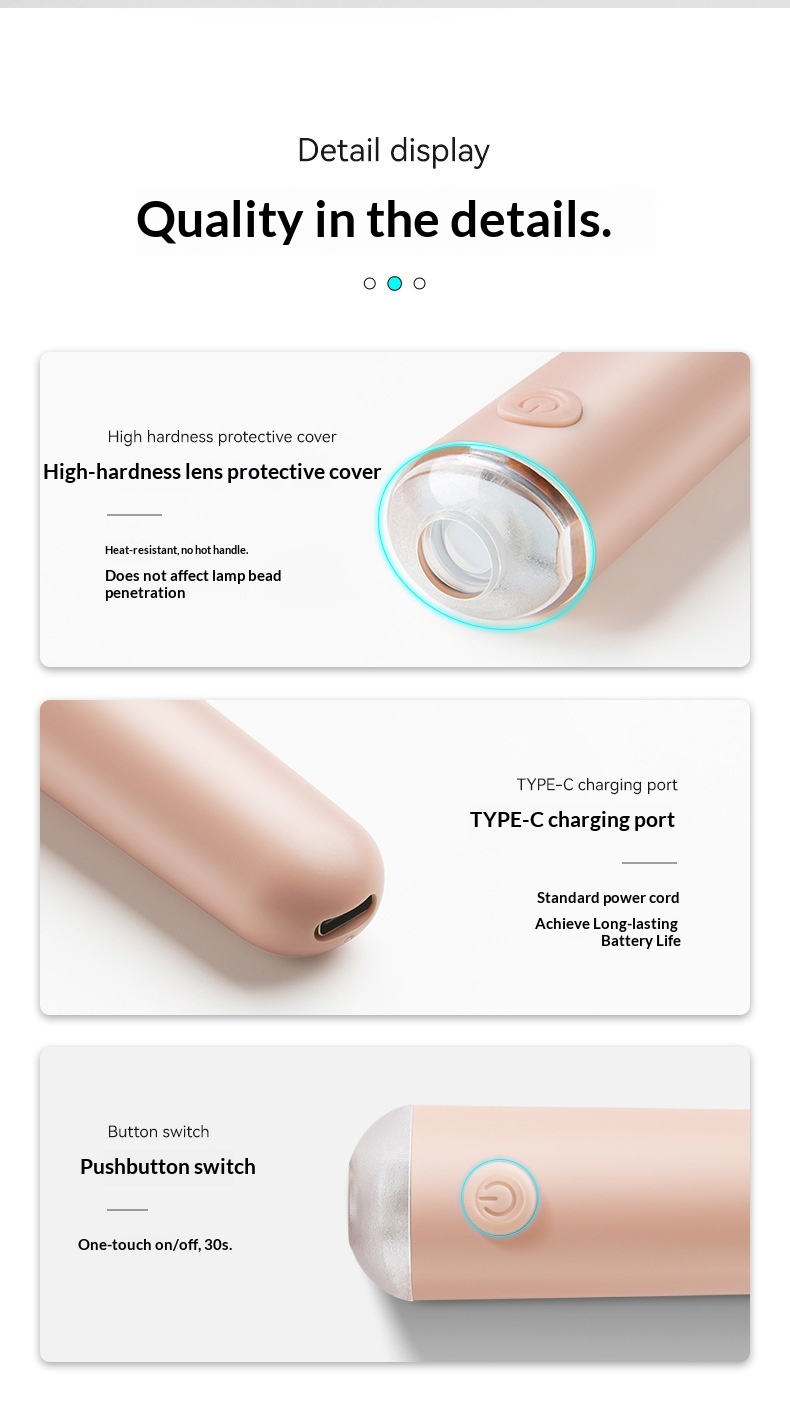Portable Rechargeable Handheld Mini Quick-Drying Phototherapy One-Line Nail Lamp_voghion.com