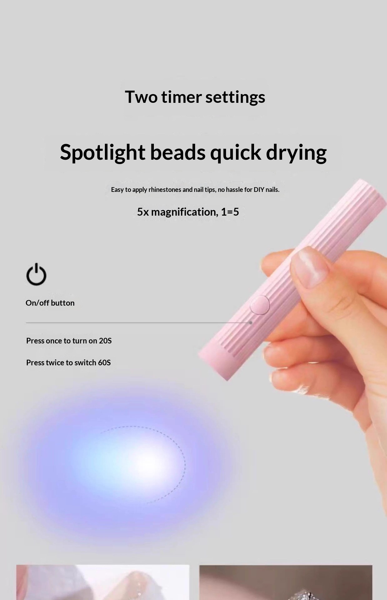Quick-Dry One-Word Baking Nail Simple Handheld UV Lamp_voghion.com