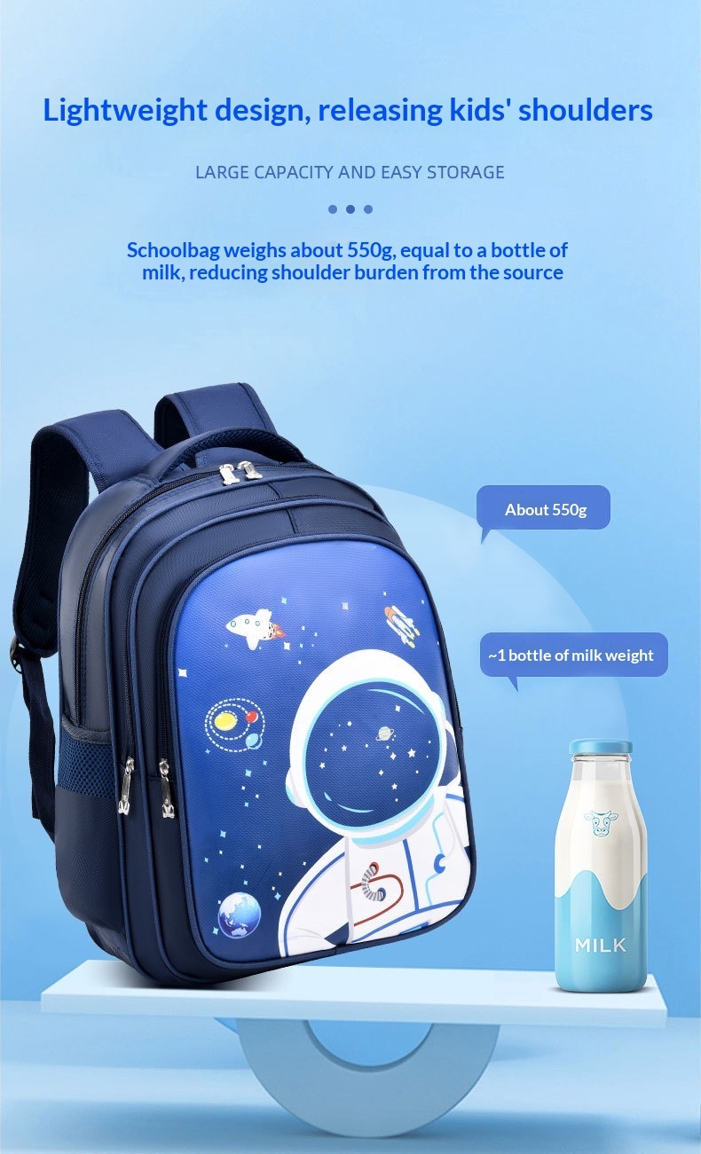 Satin Children's Backpack For Boys, Elementary School Students, First Second To Sixth Grade, Cartoon, Cross-border,_voghion.com