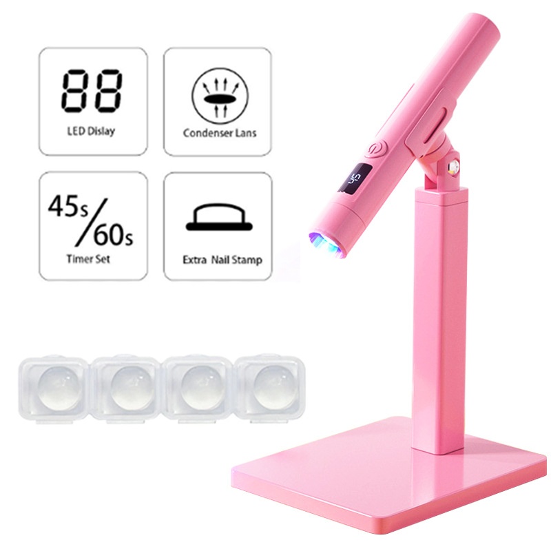 Cross-Border Handheld Portable Art One-Word Set 360 Degree Rotating Stand For Applying Nail Tips UV Lamp_voghion.com
