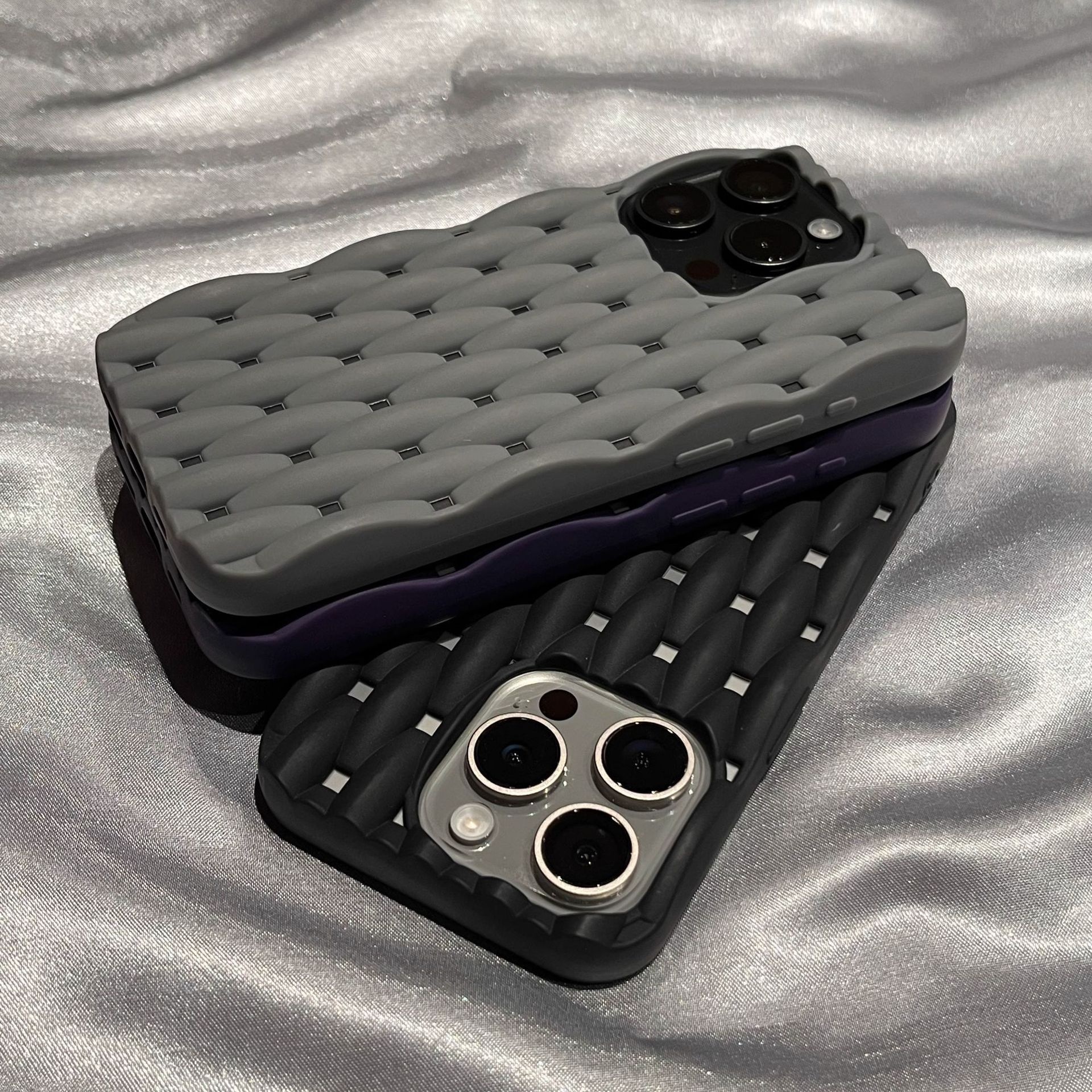 TechCore Summer Cooling Braided Pattern Compatible With IPhone 16 Pro Max Matte Phone Iphone 15 Full Coverage Silicone Soft Case_voghion.com