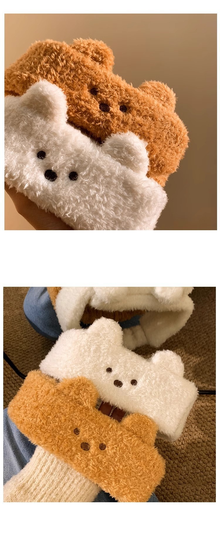 Surge Cute Bear Adjustable Plush Hairband For Women, Face Washing Mask Headband, Magic Tape Tie, Hair Clip, Winter Wholesale_desvips.com