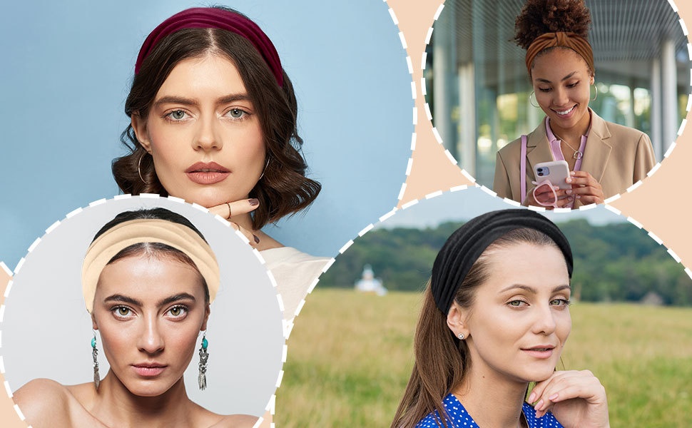 Surge Exclusive Cross-Border Solid Color Elastic Sorts Fitness Sweat-Absorbing Headscarf Wide Headband Yoga Hair Tie Head_desvips.com