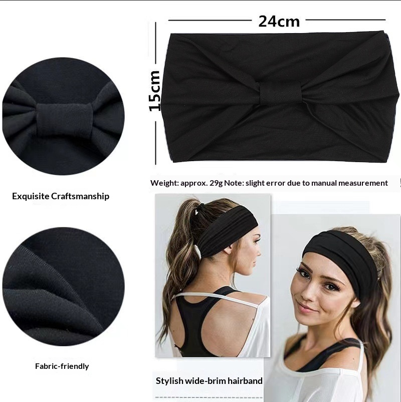 Surge Exclusive Cross-Border Solid Color Elastic Sorts Fitness Sweat-Absorbing Headscarf Wide Headband Yoga Hair Tie Head_desvips.com