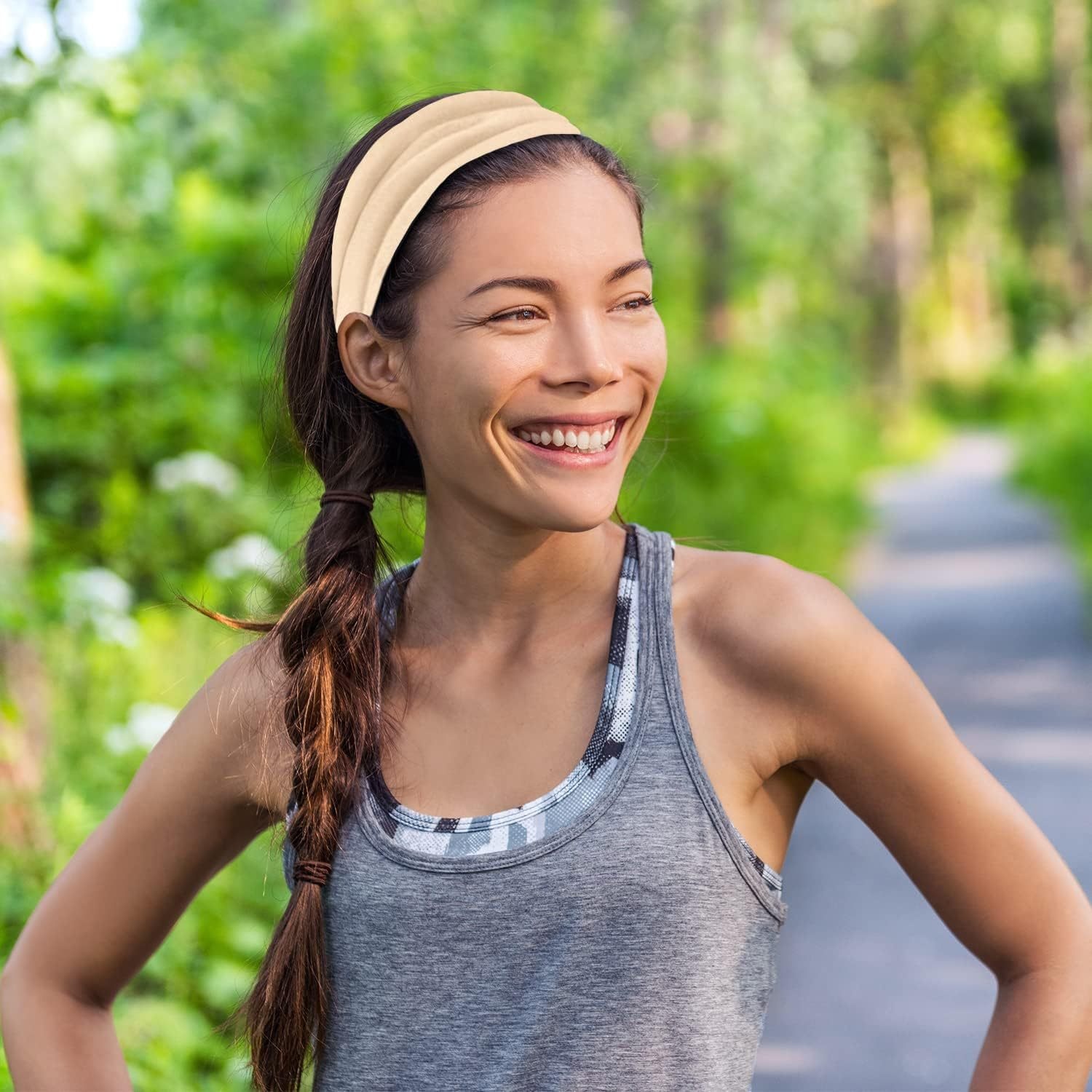 Surge Exclusive Cross-Border Solid Color Elastic Sorts Fitness Sweat-Absorbing Headscarf Wide Headband Yoga Hair Tie Head_desvips.com