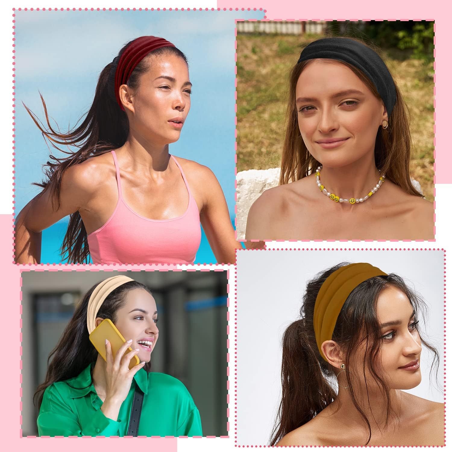 Surge Exclusive Cross-Border Solid Color Elastic Sorts Fitness Sweat-Absorbing Headscarf Wide Headband Yoga Hair Tie Head_desvips.com