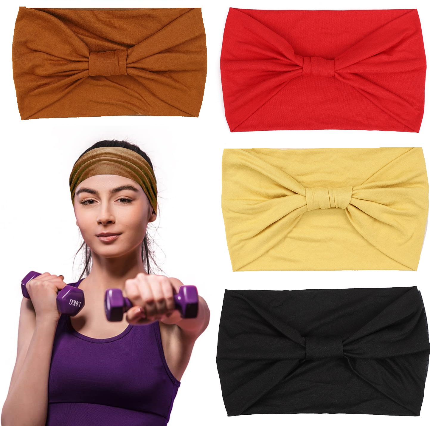 Surge Exclusive Cross-Border Solid Color Elastic Sorts Fitness Sweat-Absorbing Headscarf Wide Headband Yoga Hair Tie Head_desvips.com