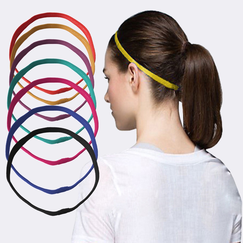 Surge Trendy Candy Color Silicone Elastic Band Yoga Sports Hairband Thin Hair Hoop Running Football Spring Headwear_voghion.com
