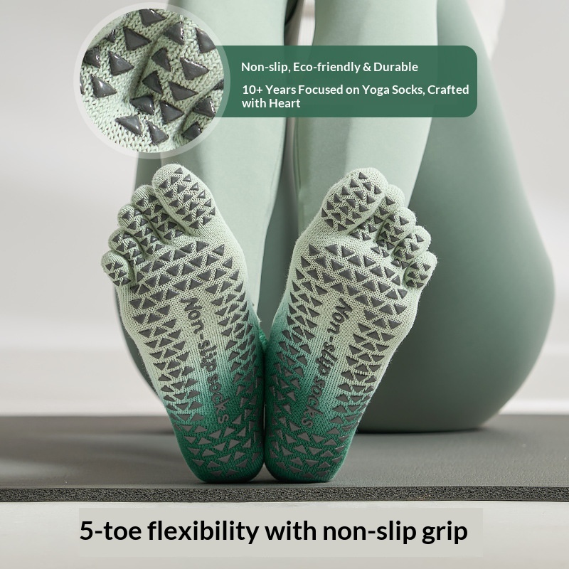 Surge Surge New Mesh Autumn Winter Gradient Dotted Yoga Non-Slip Professional Women Five-Toe Open Back Split Toe Pilates Socks_voghion.com