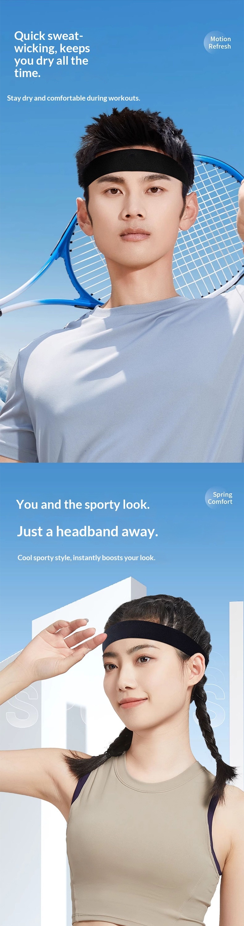 Surge Sports Wholesale Sweat-Absorbing Tennis Headband Yoga Women's Forehead Protection Scarf Summer Sweat-Wicking Badminton_desvips.com