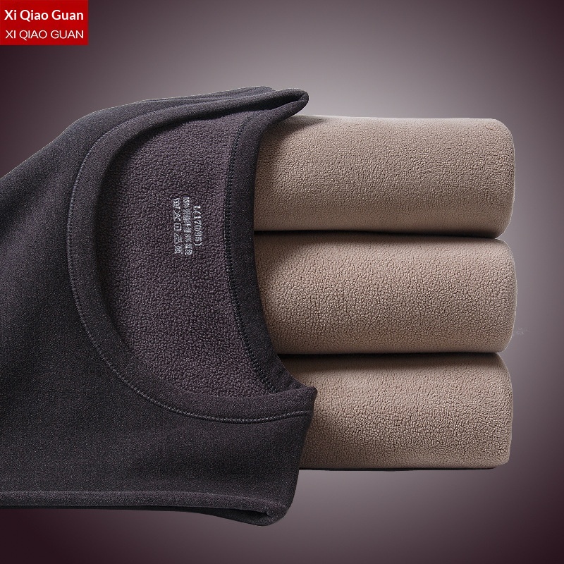 BOY BOY Men's Lamb Wool Thermal Vest Autumn Winter Solid Color Slim Fit Lined Thickened Double-Sided Integrated Fleece Round_voghion.com