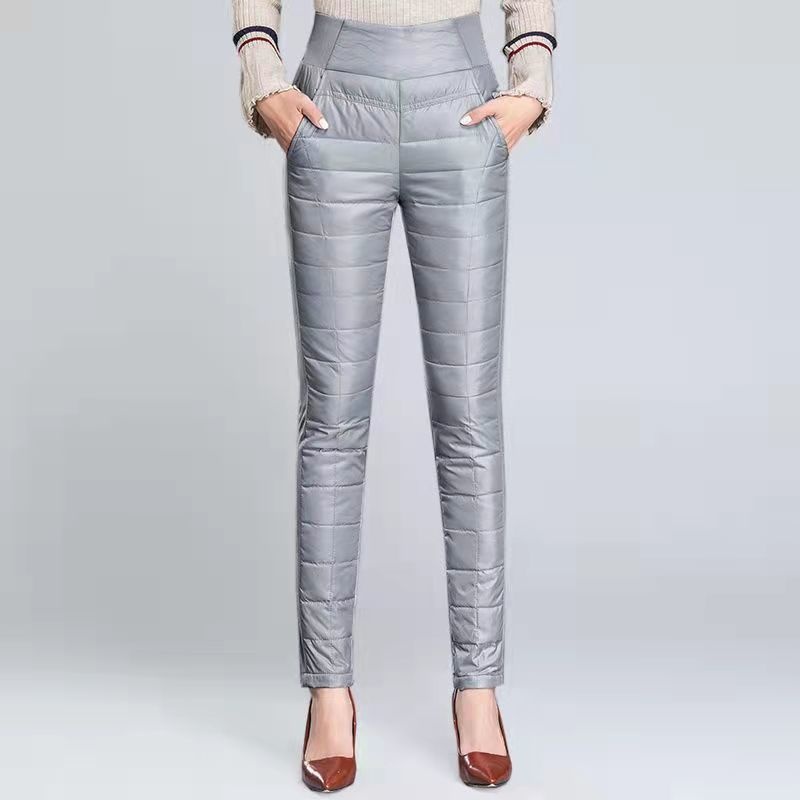 girl Women's Down Outdoor Wear, High Waist, Thickened, Slim Fit, Plus Size, White Velvet, Warm, Korean Style, Pencil Cotton_voghion.com