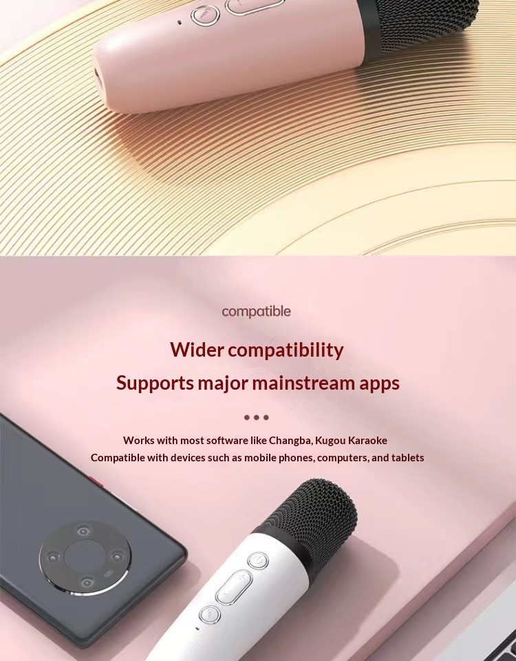 Foreign Patent Authorization In Stock Portable Mini Karaoke Microphone Bluetooth Speaker_voghion.com