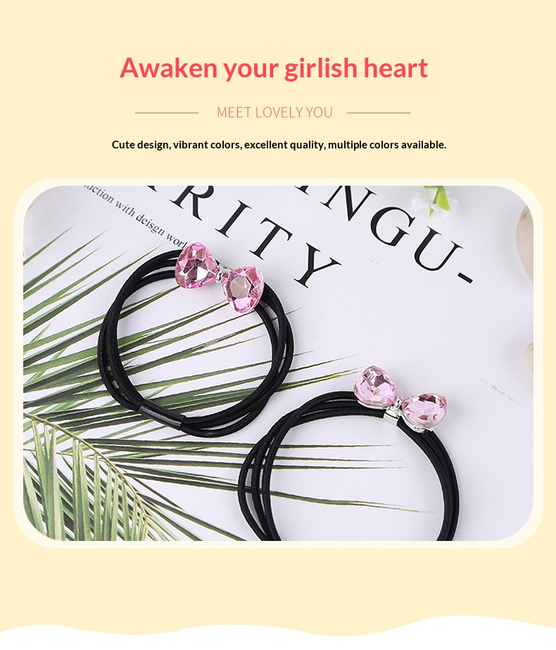 Surge Korean INS Fresh Mori Girl Style Rhinestone Tie For Women Bun Rope Elastic Band Hair Accessories_desvips.com