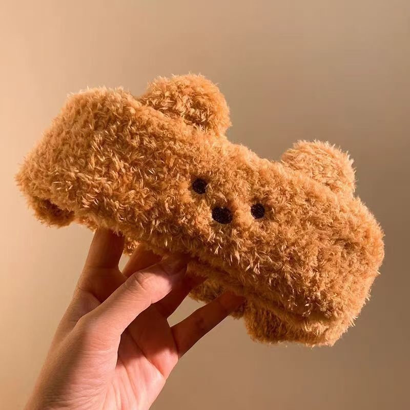 Surge Cute Bear Adjustable Plush Hairband For Women, Face Washing Mask Headband, Magic Tape Tie, Hair Clip, Winter Wholesale_desvips.com