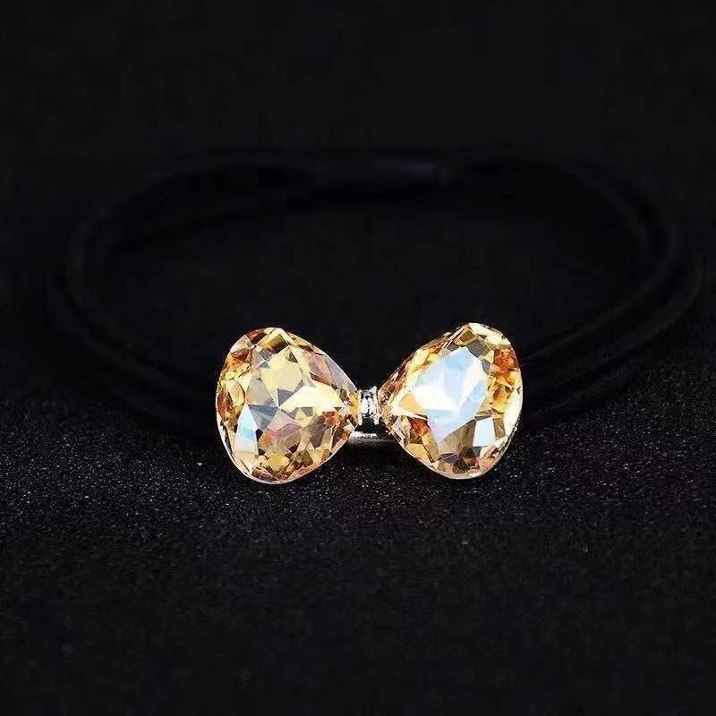 Surge Korean INS Fresh Mori Girl Style Rhinestone Tie For Women Bun Rope Elastic Band Hair Accessories_desvips.com