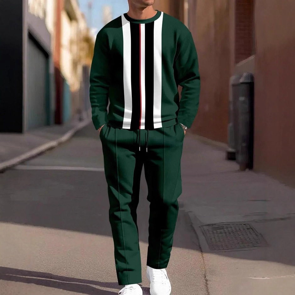 BOY 2025 New Hot Selling Cross-Border Round Neck Irregular Men's Sports Casual Sweatshirt And Sweatpants Set_voghion.com