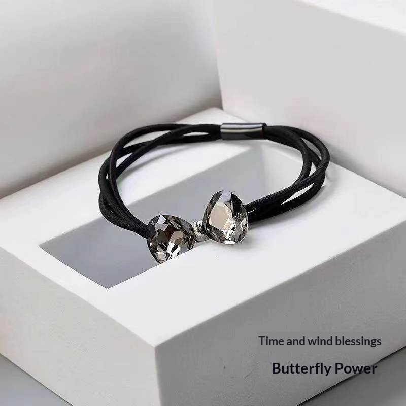 Surge Korean INS Fresh Mori Girl Style Rhinestone Tie For Women Bun Rope Elastic Band Hair Accessories_desvips.com