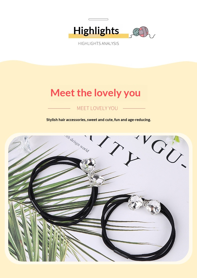 Surge Korean INS Fresh Mori Girl Style Rhinestone Tie For Women Bun Rope Elastic Band Hair Accessories_desvips.com