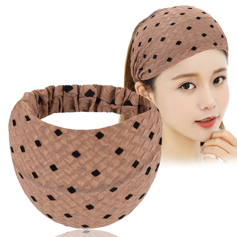 Surge Fashion Women's Polka Dot Wide Headband Covering Gray Hair, Yoga Running Sports Headband, Elegant Elastic Hair Accessory_voghion.com