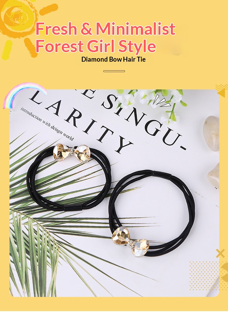 Surge Korean INS Fresh Mori Girl Style Rhinestone Tie For Women Bun Rope Elastic Band Hair Accessories_desvips.com