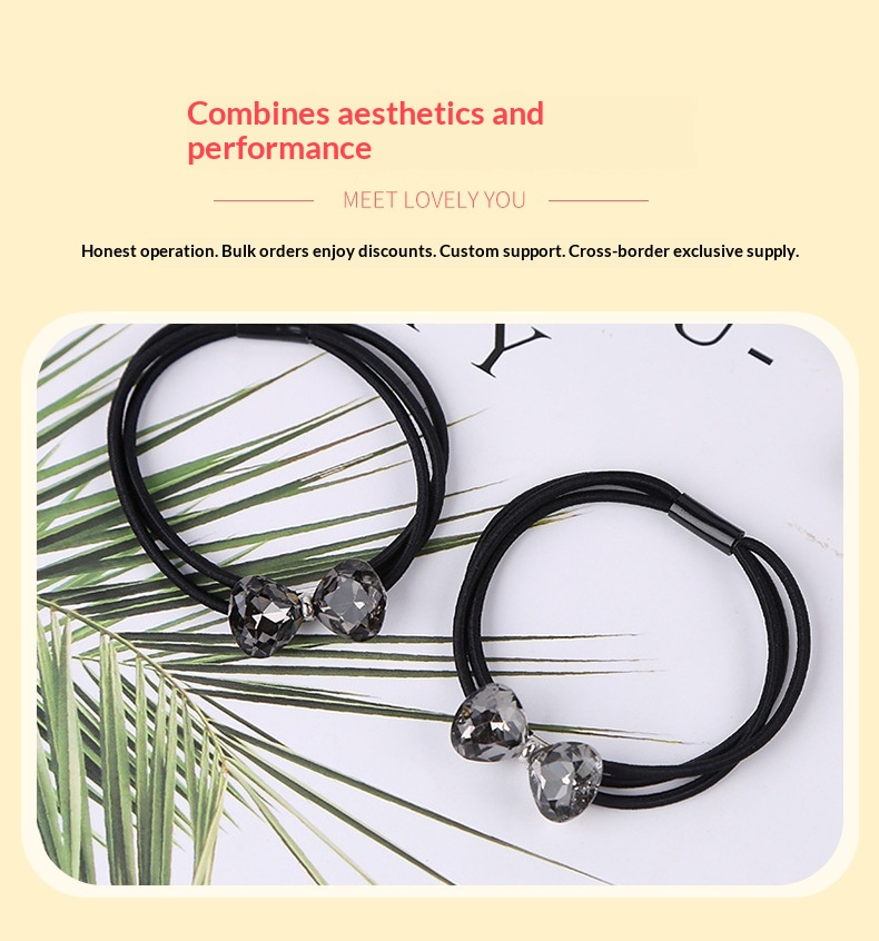 Surge Korean INS Fresh Mori Girl Style Rhinestone Tie For Women Bun Rope Elastic Band Hair Accessories_desvips.com