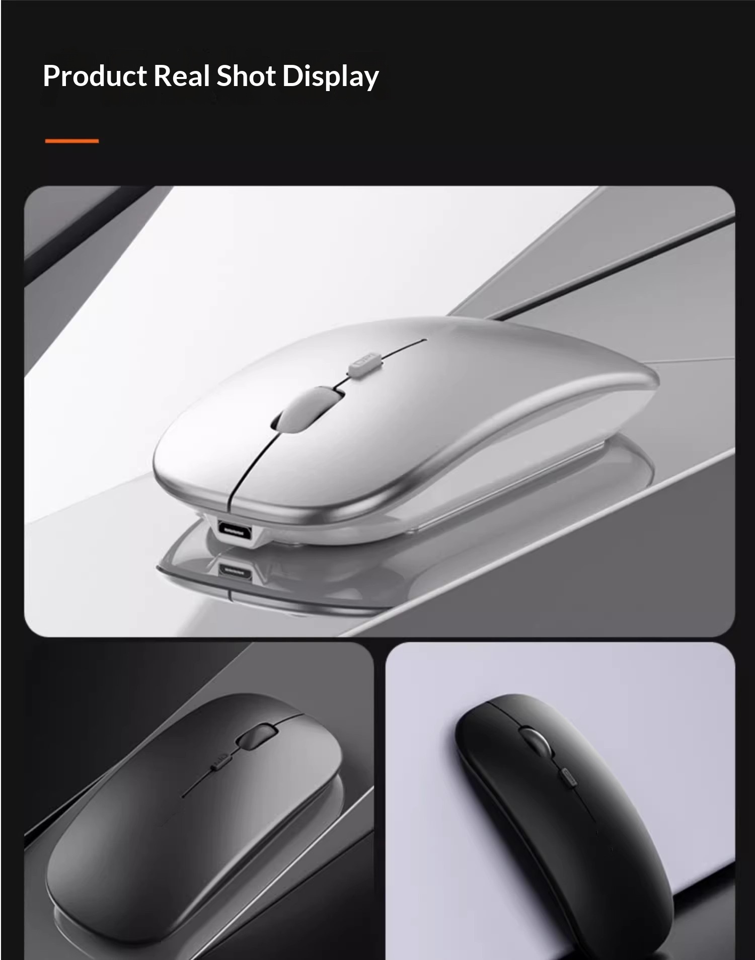 Souris sans fil silencieuse Bluetooth pour ordinateur portable, tablette ou bureau_voghion.com