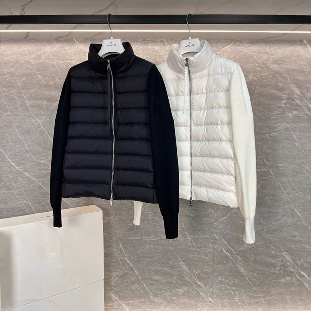 ELLE European High-Quality Autumn Winter Stand Collar Wool Knitted Patchwork Lightweight Down Jacket Women's Short Warm Coat_voghion.com