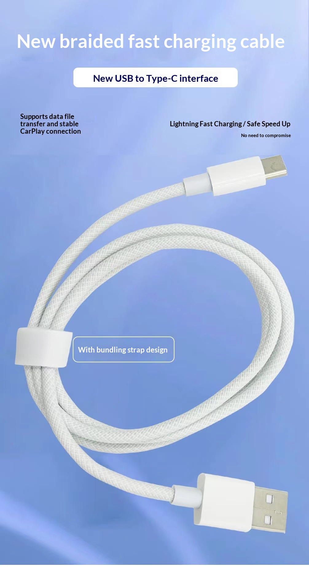 Digitex Kompatibel mit 17 Original-Telefonen Daten Schnell Geflochtenes Typ-C Ladekabel Neu Großhandel_voghion.com