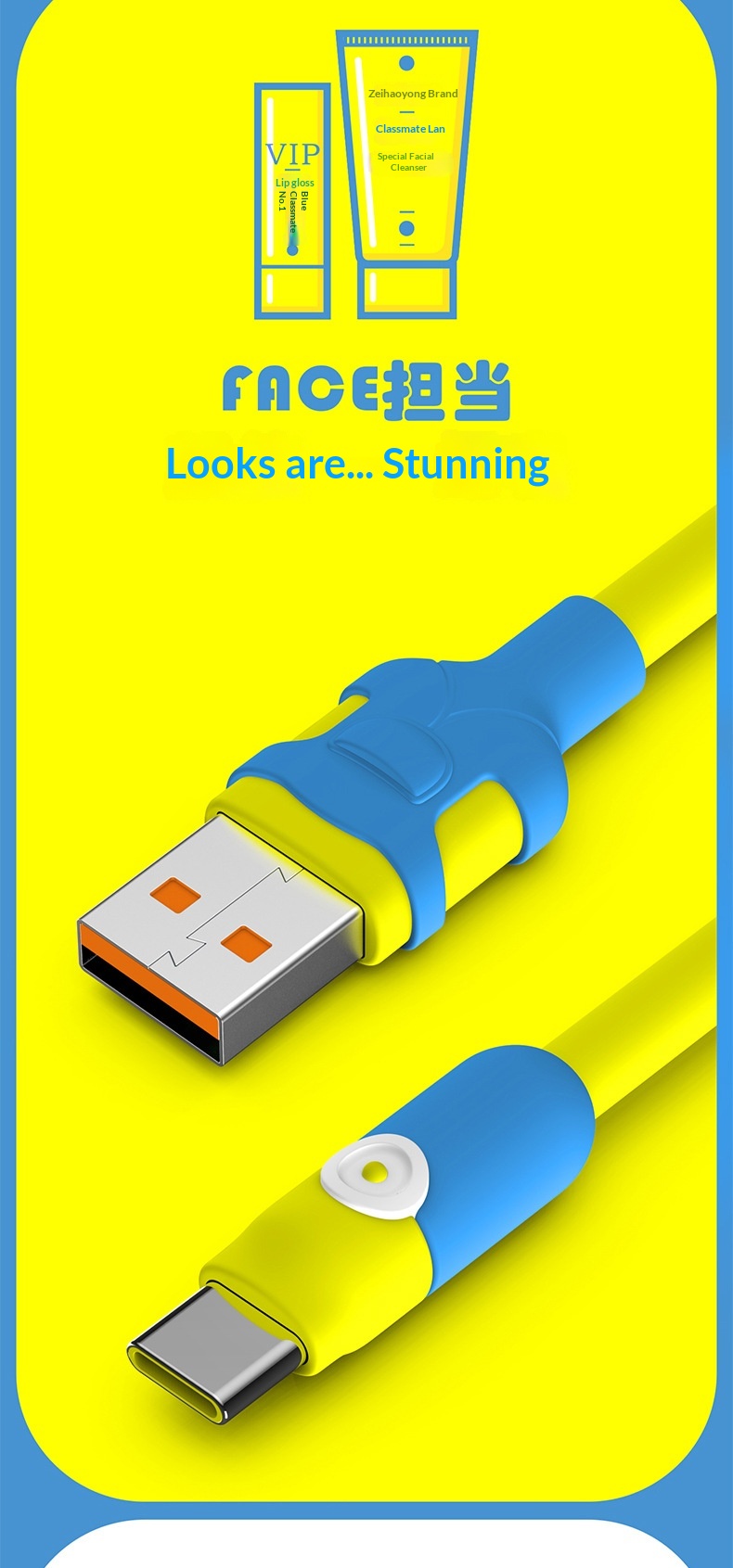 Digitex Blue Student Data Compatible With 7-14 Android Huawei Type-C Phone Fast 6A High Current Charging Cable_voghion.com