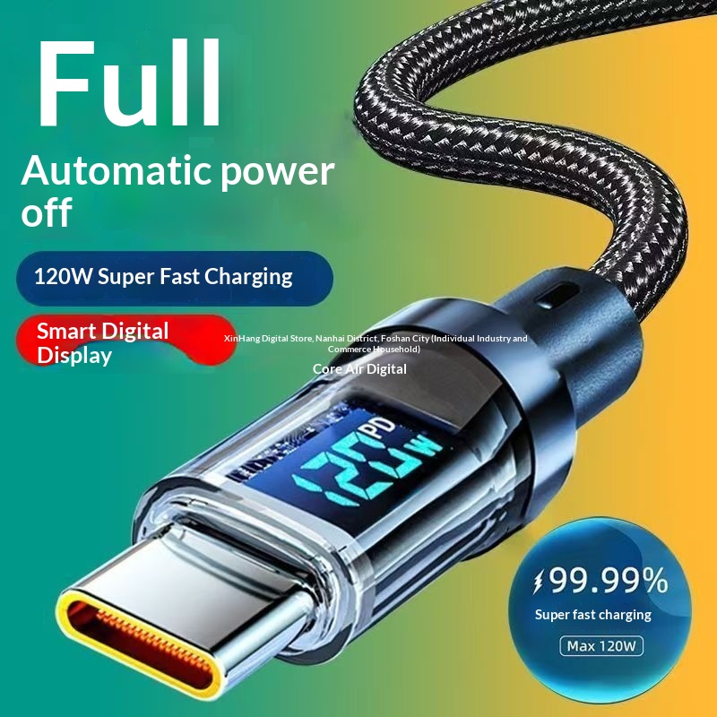 Digitex Smart Display Data Type-C 120W Fast Charging Cable Compatible With Huawei Honor OPPO Android Vivo_voghion.com