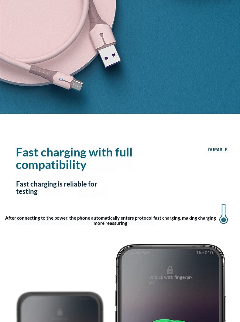 Ruban adhésif en silicone liquide Digitex, lumineux et compatible avec les téléphones Android Type-C, Xiaomi et Huawei (câble de charge rapide USB)._voghion.com