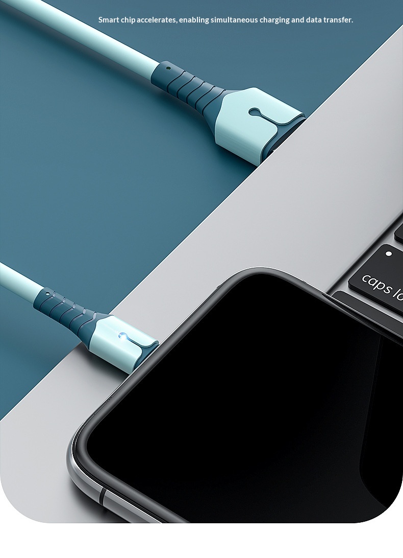 Ruban adhésif en silicone liquide Digitex, lumineux et compatible avec les téléphones Android Type-C, Xiaomi et Huawei (câble de charge rapide USB)._voghion.com