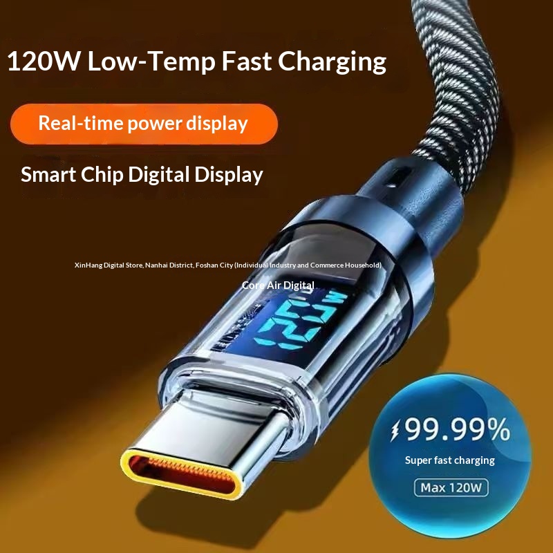 Digitex Smart Display Data Type-C 120W Fast Charging Cable Compatible With Huawei Honor OPPO Android Vivo_voghion.com