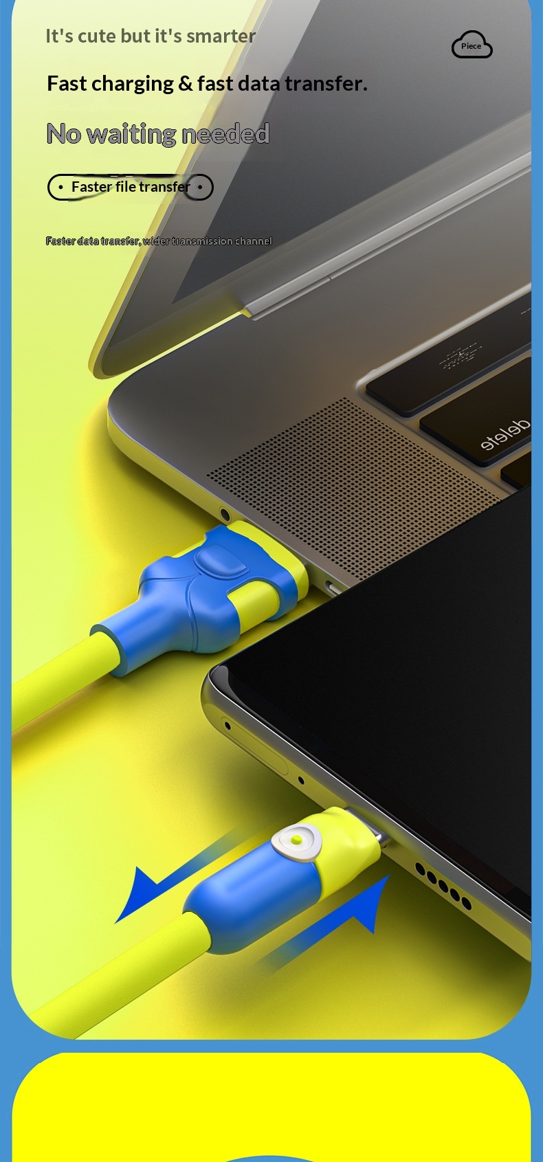 Digitex Blue Student Data Compatible With 7-14 Android Huawei Type-C Phone Fast 6A High Current Charging Cable_voghion.com