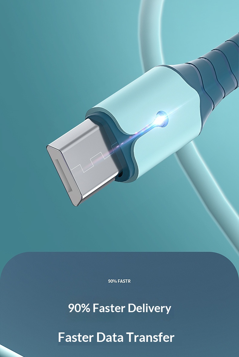 Ruban adhésif en silicone liquide Digitex, lumineux et compatible avec les téléphones Android Type-C, Xiaomi et Huawei (câble de charge rapide USB)._voghion.com