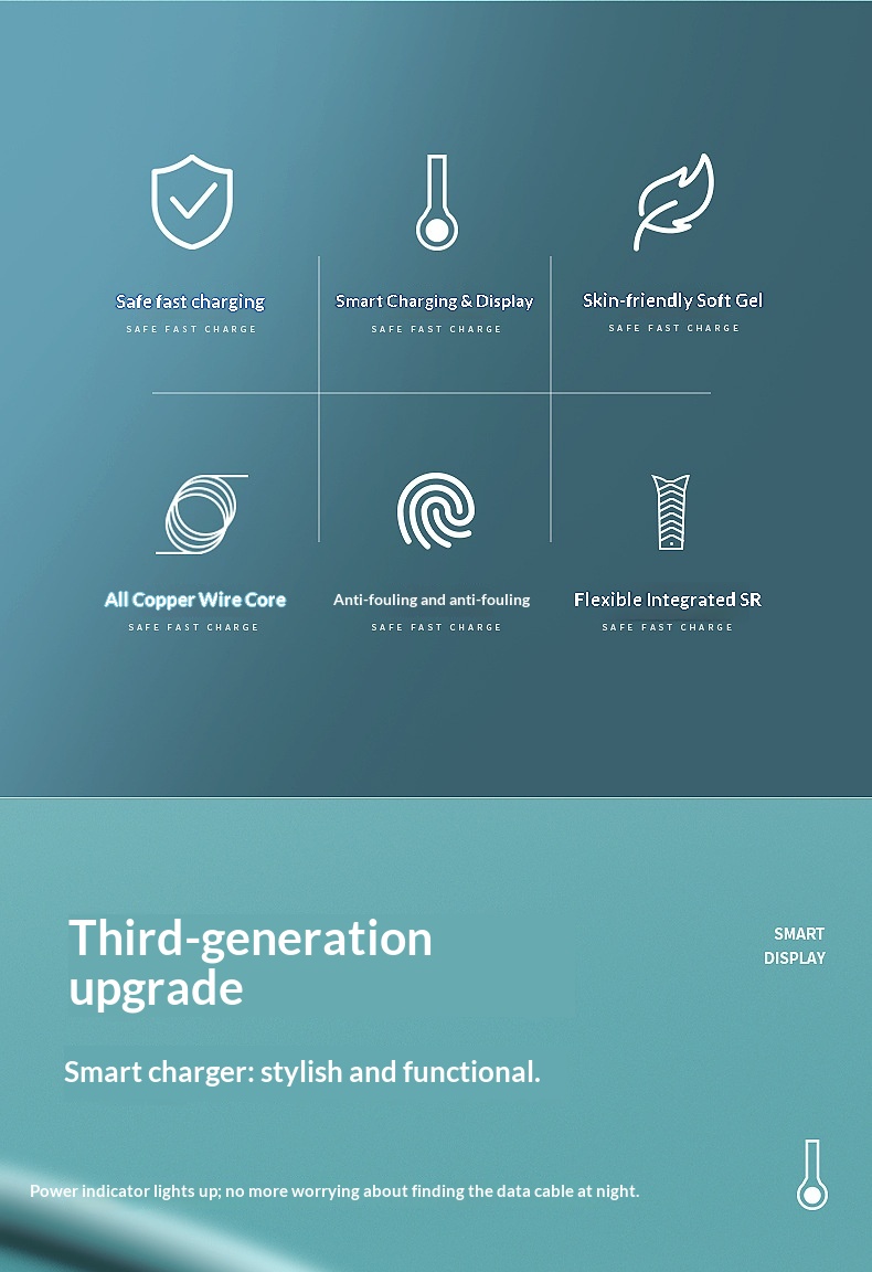 Ruban adhésif en silicone liquide Digitex, lumineux et compatible avec les téléphones Android Type-C, Xiaomi et Huawei (câble de charge rapide USB)._voghion.com