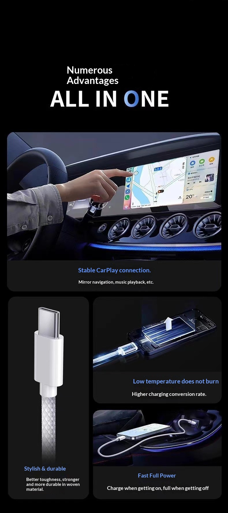 Digitex Kompatibel mit 17 Original-Telefonen Daten Schnell Geflochtenes Typ-C Ladekabel Neu Großhandel_voghion.com