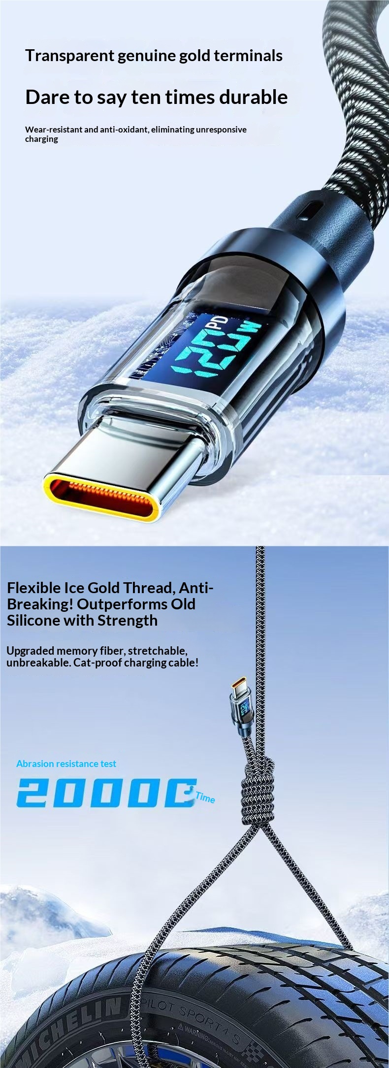 Digitex Smart Display Data Type-C 120W Fast Charging Cable Compatible With Huawei Honor OPPO Android Vivo_voghion.com