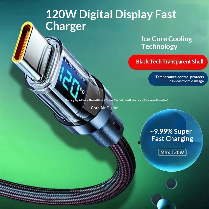 Digitex Smart Display Data Type-C 120W Fast Charging Cable Compatible With Huawei Honor OPPO Android Vivo_voghion.com
