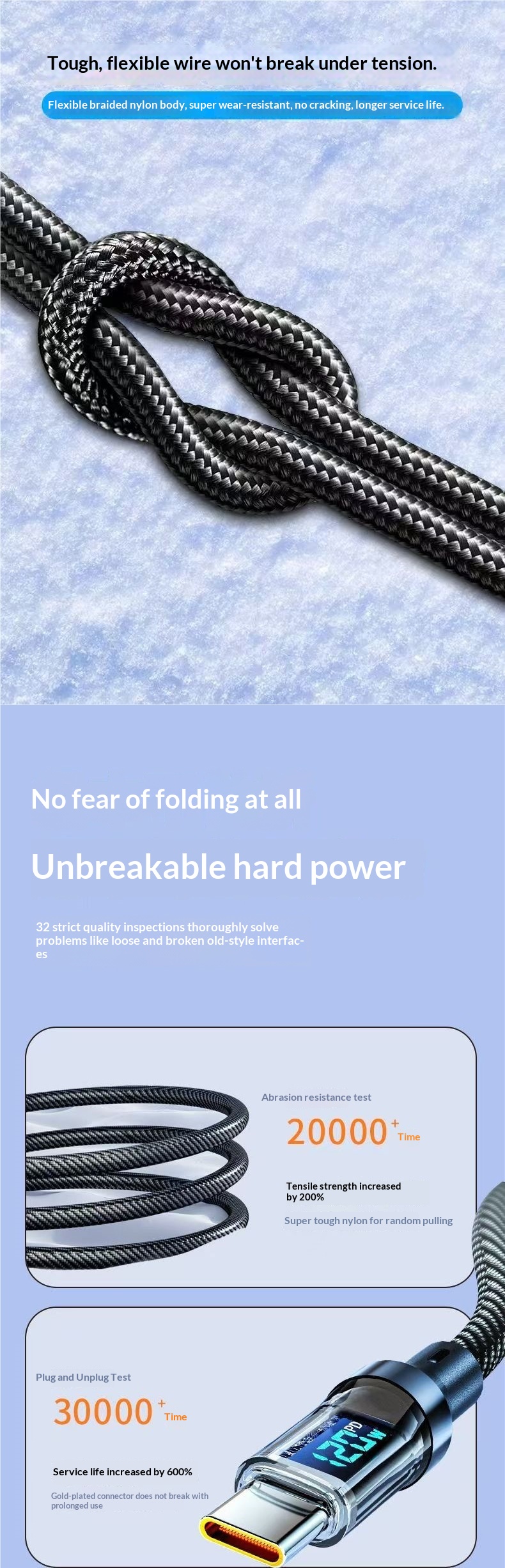 Digitex Smart Display Data Type-C 120W Fast Charging Cable Compatible With Huawei Honor OPPO Android Vivo_voghion.com